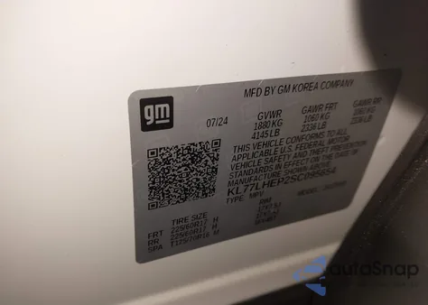 2025 Chevrolet Trax Fwd Lt z USA, uszkodzony, nr VIN KL77LHEP2SC095654